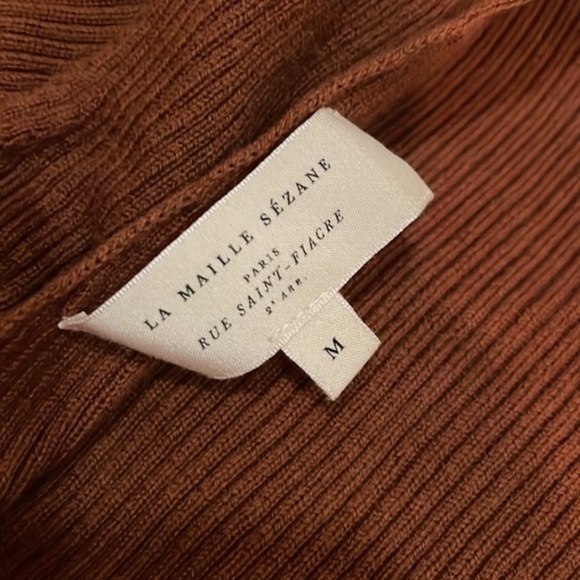 Sézane Joanie Merino Wool Ribbed Bodysuit in RUST COLOR - Picture 5 of 7